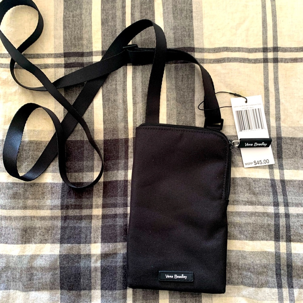 Vera Bradley Lighten Up RFID Cellphone Crossbody. Black new with tags.